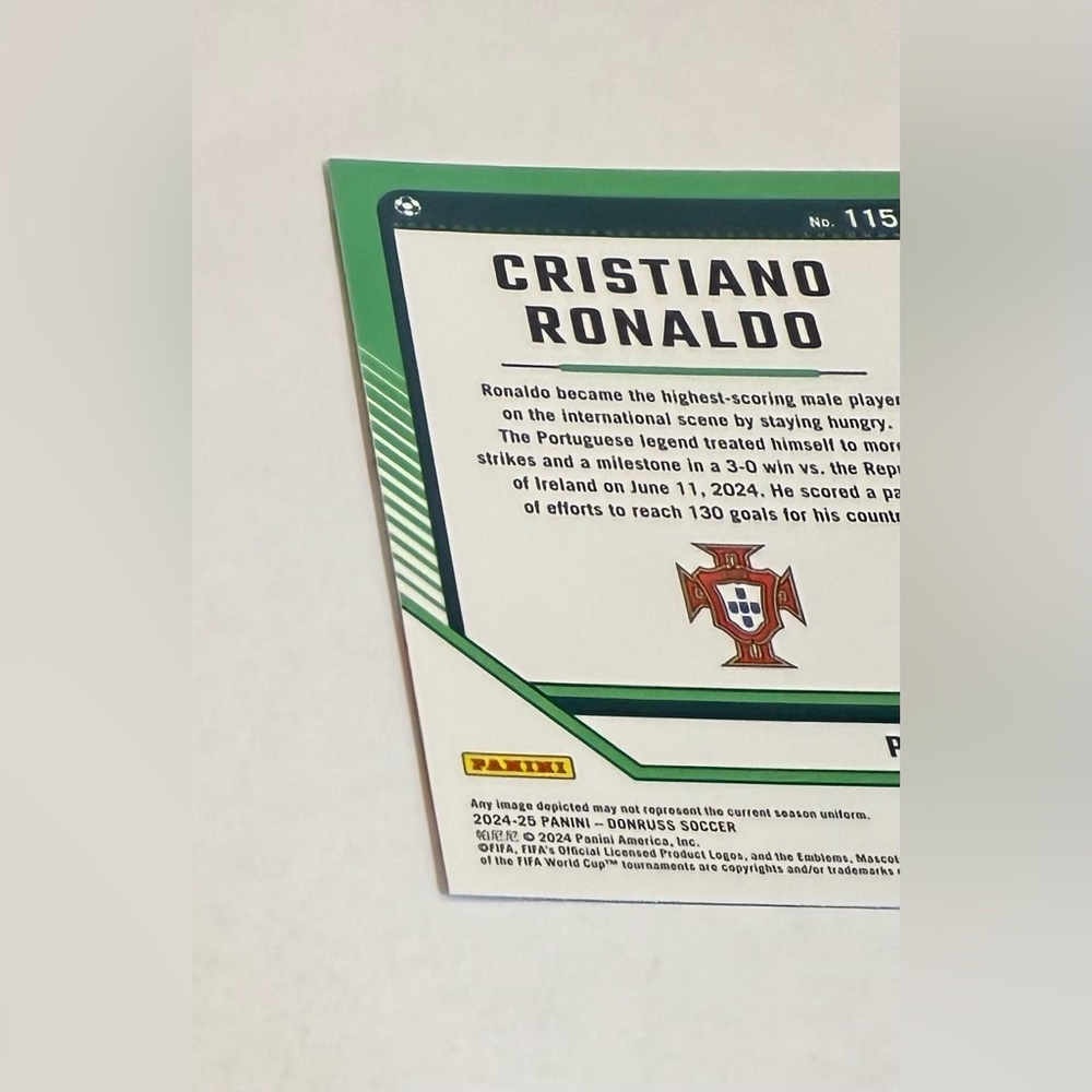 Cristiano Ronaldo 2024/25 Panini- Donruss Soccer FIFA Red and Green Design# 115 - Picture 7 of 8